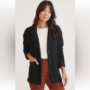 Marine Layer | Birdseye‎ Cardigan Blazer Coat | Blue/Black | Women’s Size Medium